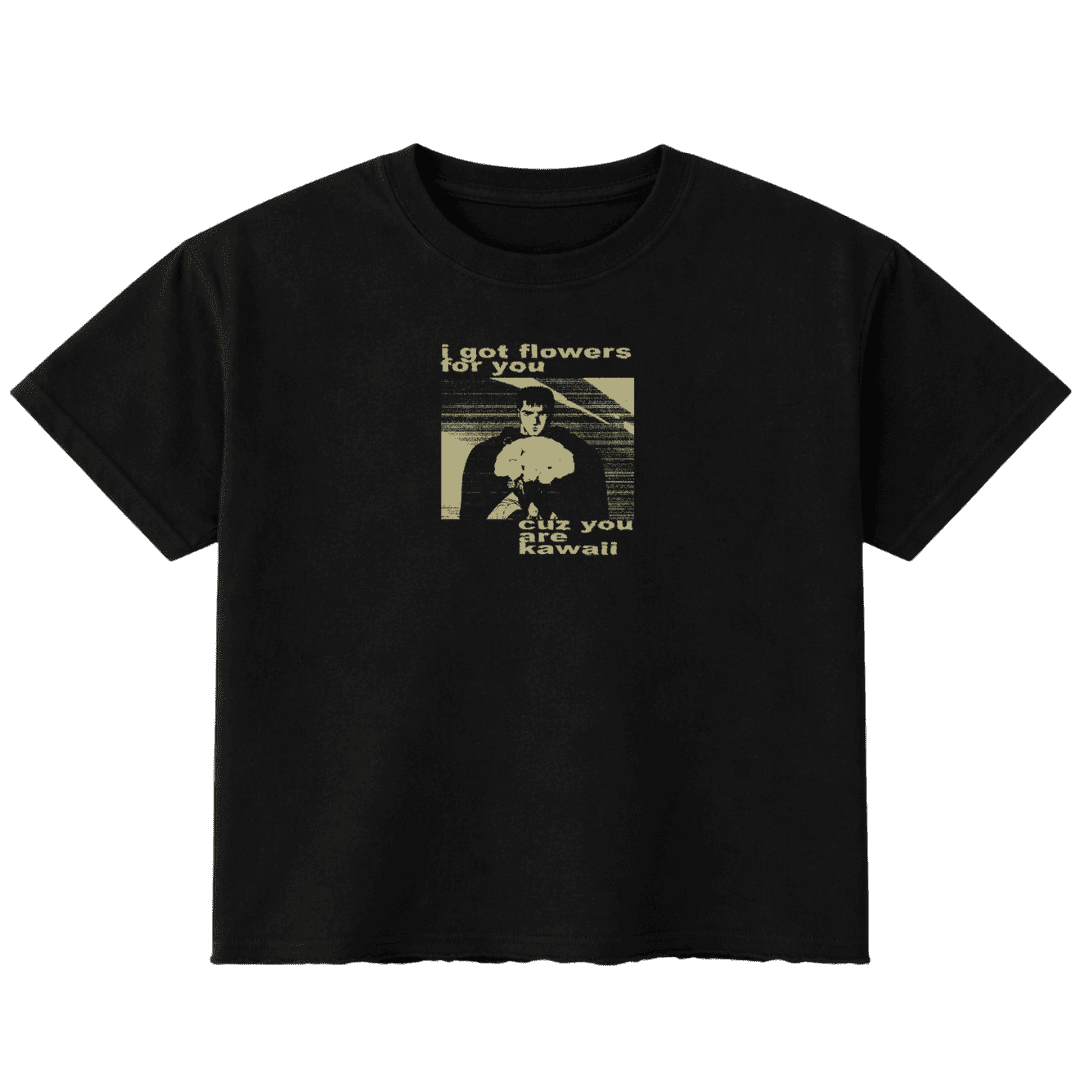 Guts Black Boxy Vintage Tee - Guts Gets Flowers Kawaii