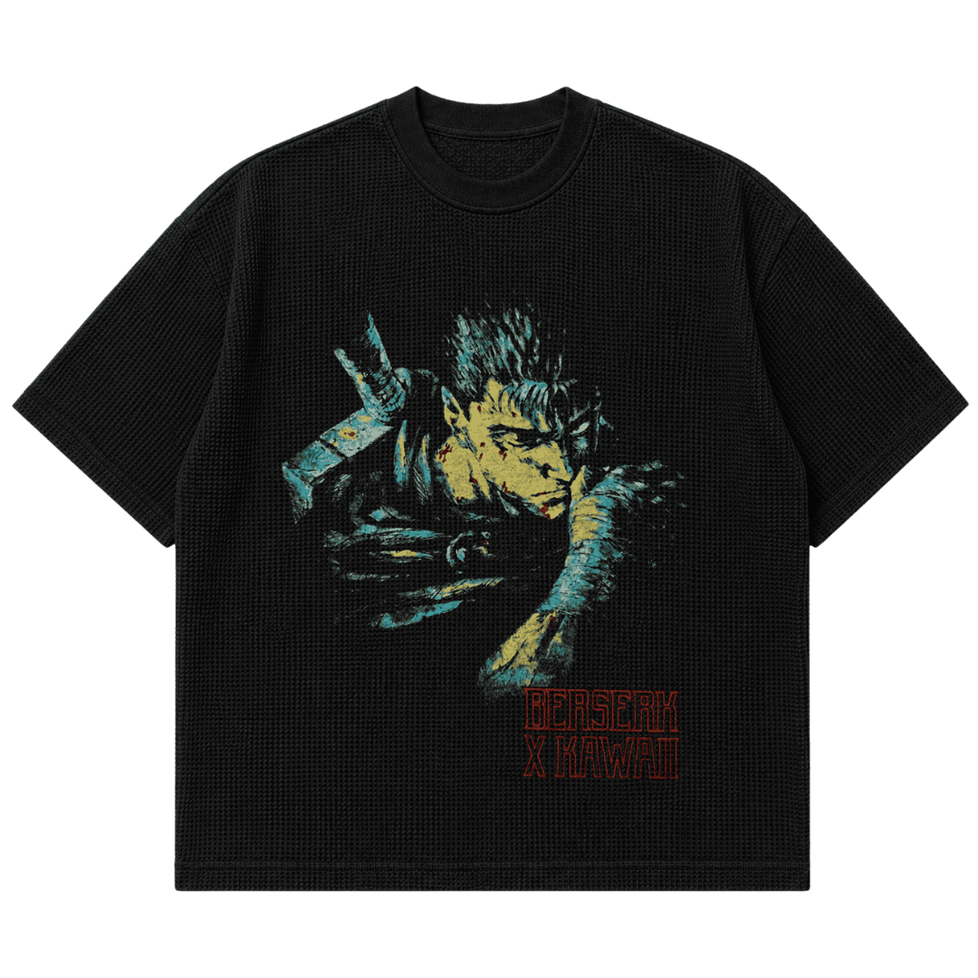 1997 Berserk Black Waffle Tshirt Kawaii