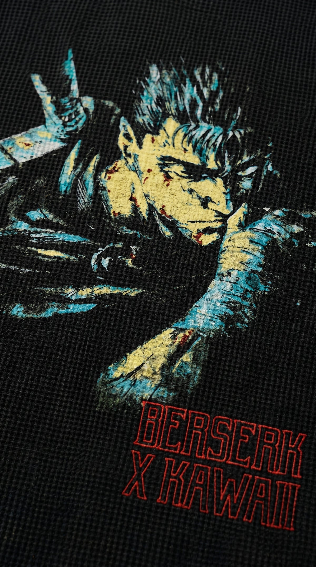 1997 Berserk Black Waffle Tshirt Kawaii