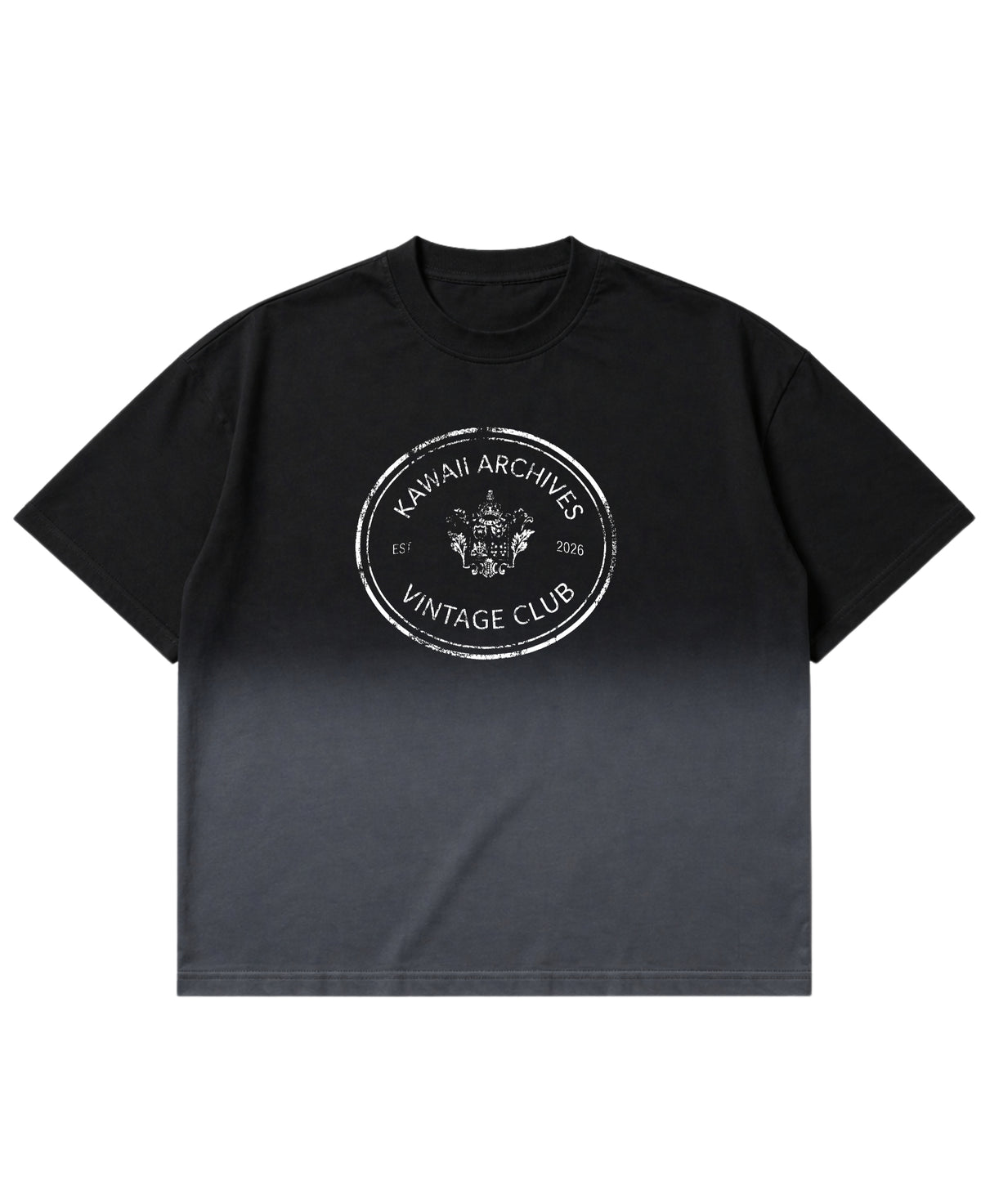 Black Ombré Wash Boxy Fit T-shirt Front Design