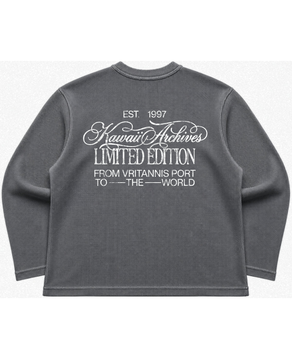 Acidwash waffle knit oversized full-sleeve Back Design