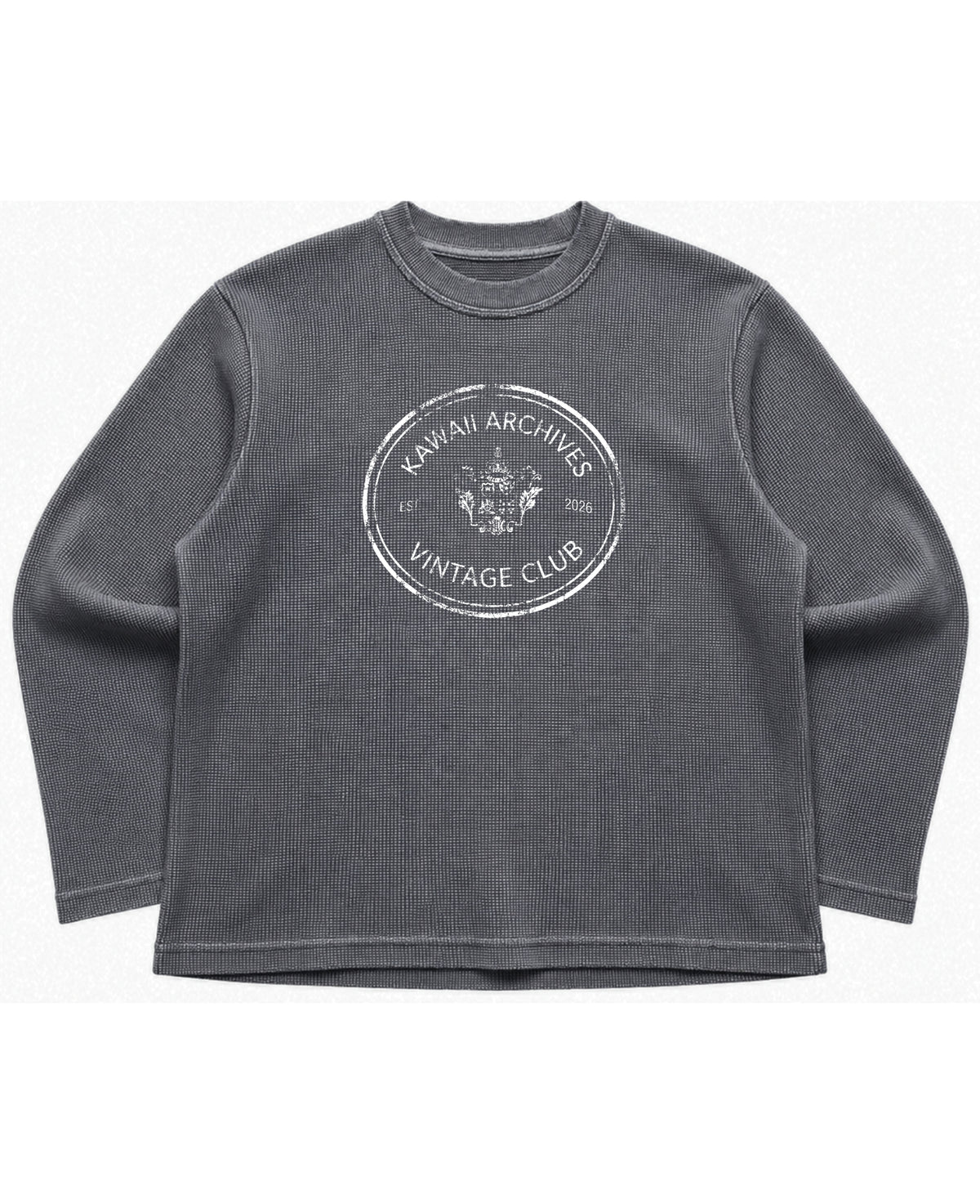 Acidwash waffle knit oversized full-sleeve Front Design